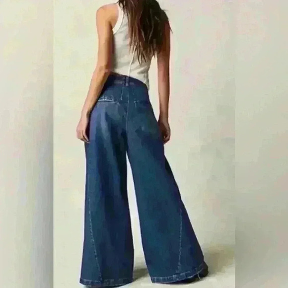Free People We The Free Equinox Denim Slouchy Wide Leg Trouser Jeans NWOT 30 - Picture 1 of 11